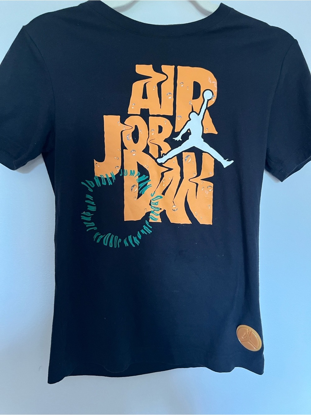Jordan Black Tee with Red Jumpman and Orange Graphic